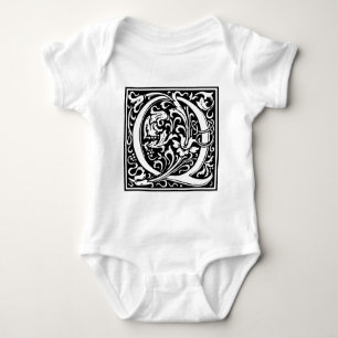 Letter Q Mittelalterliche Monogram Art Nouveau Baby Strampler