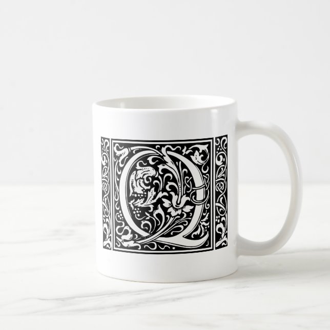 Letter Q Mittelalterliche Monogram Art Nouveau Kaffeetasse (Rechts)