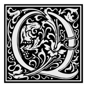 Letter Q Mittelalterliche Monogram Art Nouveau Poster