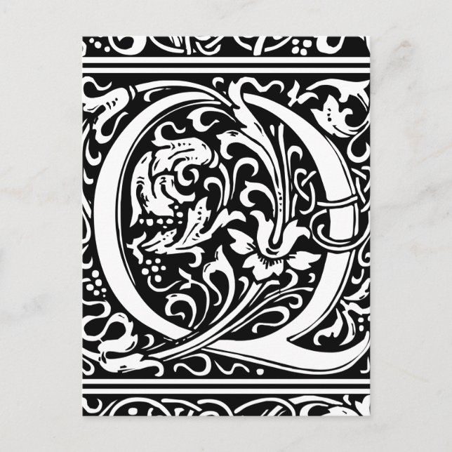 Letter Q Mittelalterliche Monogram Art Nouveau Postkarte (Vorderseite)