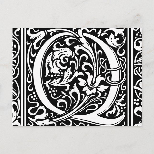 Letter Q Mittelalterliche Monogram Art Nouveau Postkarte (Vorderseite)