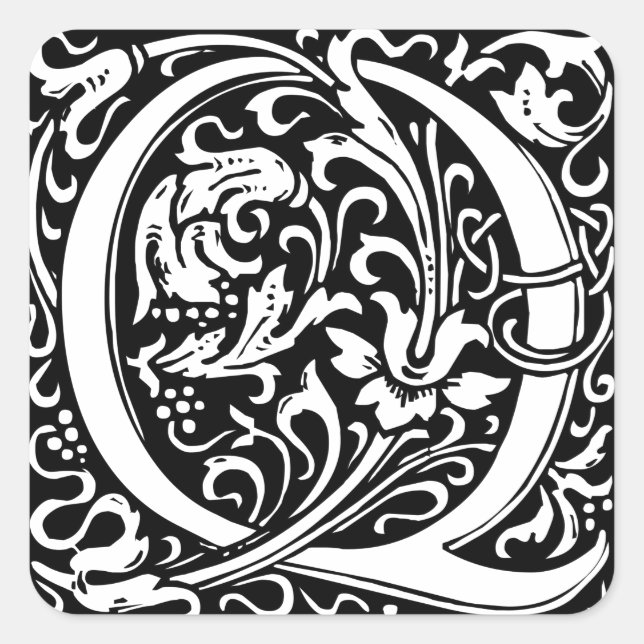 Letter Q Mittelalterliche Monogram Art Nouveau Quadratischer Aufkleber (Vorderseite)