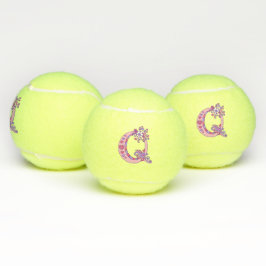 Letter Q Monogram Girls personalisiert doodle art Tennisbälle