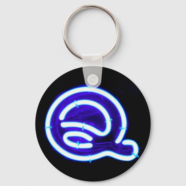 Letter "Q" Neon Light Monogram Schlüsselanhänger (Vorderseite)