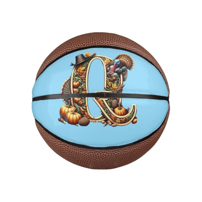 Letter Q Thanksgiving style turkey  Mini Basketball (Vorderseite)