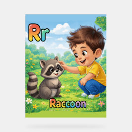 Letter R Alphabet Poster – R is for Raccoon
