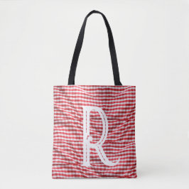 Letter R Checkered Tableclout Tote Bag