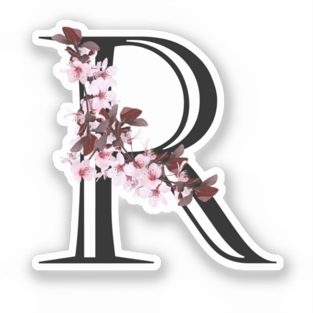 Letter R, Cherry Blossom Aufkleber (Vorderseite)