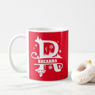 Letter R Christmas Monogram, Anfangsname Rot Kaffeetasse