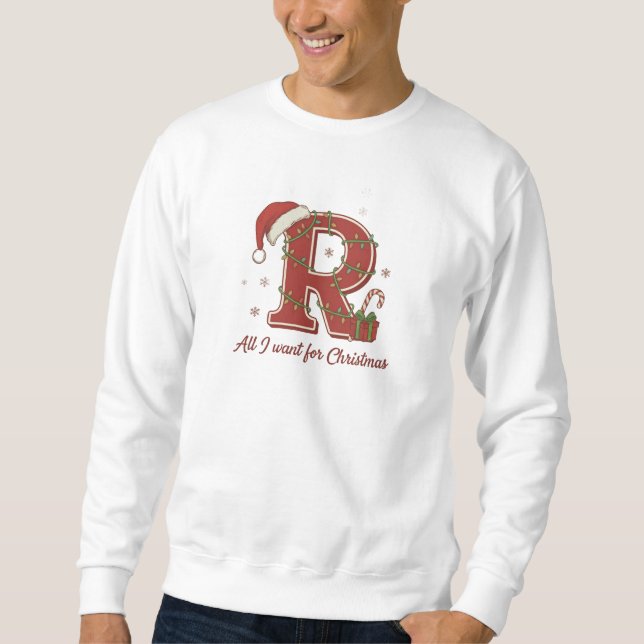 Letter R Christmas Monogram Design Sweatshirt (Vorderseite)