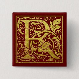 Letter R First Letter Imitats Gold Red Button