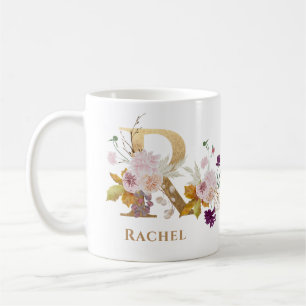Letter R - Gold Floral Name Schwesterkollege Freun Kaffeetasse