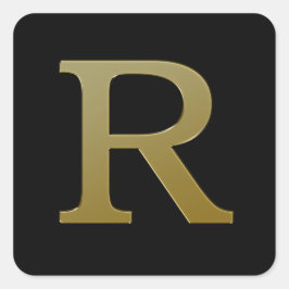 Letter R Gold Square Sticker