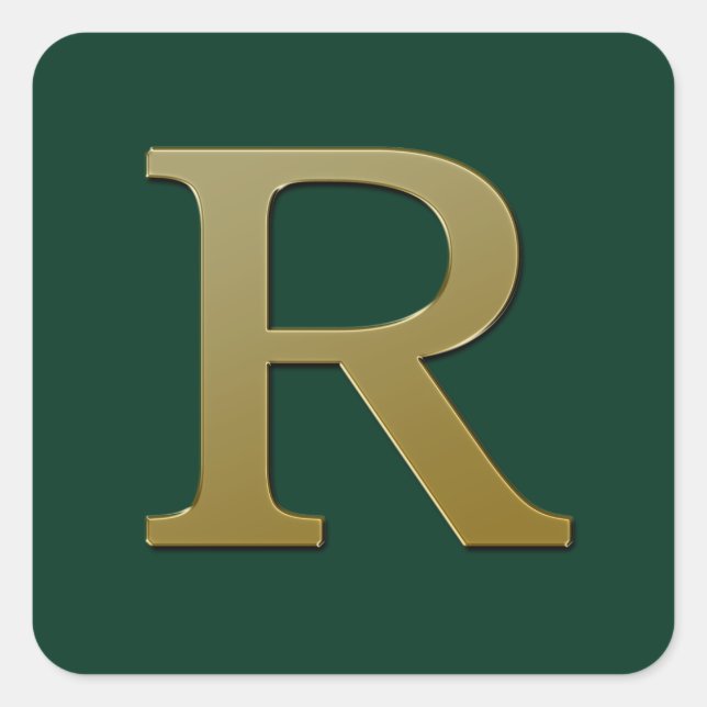Letter R Gold Square Sticker (Vorderseite)
