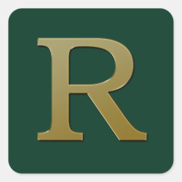 Letter R Gold Square Sticker