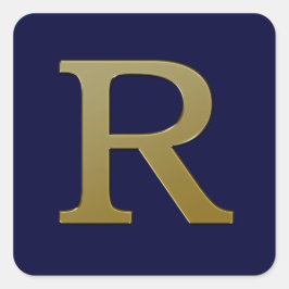 Letter R Gold Square Sticker