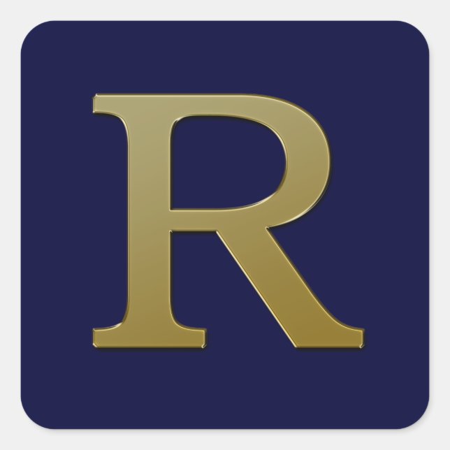 Letter R Gold Square Sticker (Vorderseite)