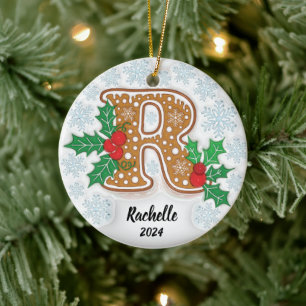 Letter R Individuelle Name Monogram Christmas Keramik Ornament