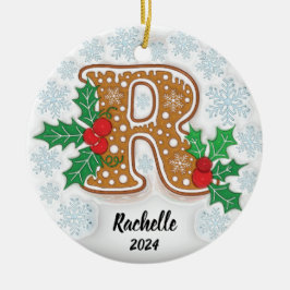 Letter R Individuelle Name Monogram Christmas Keramik Ornament