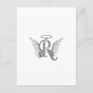 Letter R Initial Monogram mit Angel Wings & Halo Postkarte
