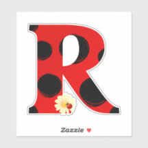 Letter R Ladybug Print with Ladybug and Blume
