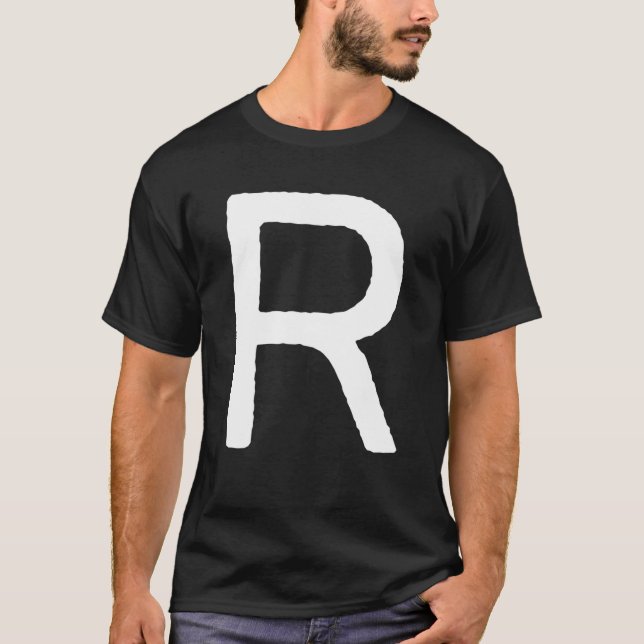 Letter R Men Monogram Graphic Retro Initial T-Shirt (Vorderseite)