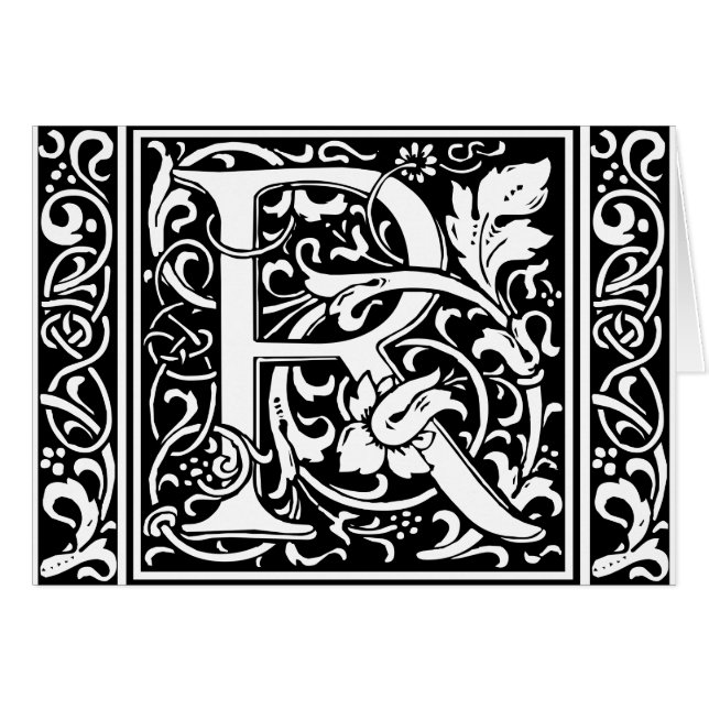 Letter R Mittelalterliche Monogram Art Nouveau (Vorderseite (Horizontal))
