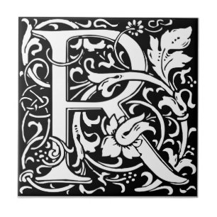Letter R Mittelalterliche Monogram Art Nouveau Fliese