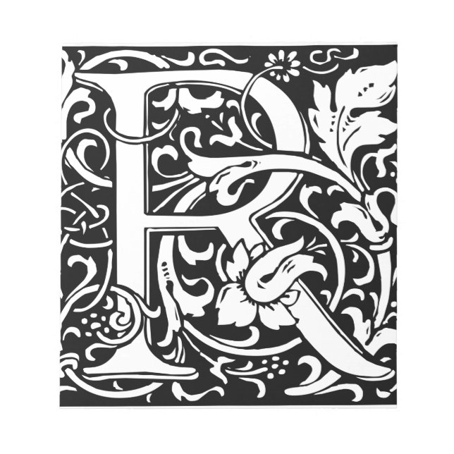 Letter R Mittelalterliche Monogram Art Nouveau Notizblock (Vorderseite)