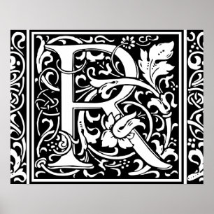 Letter R Mittelalterliche Monogram Art Nouveau Poster