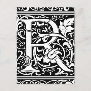 Letter R Mittelalterliche Monogram Art Nouveau Postkarte