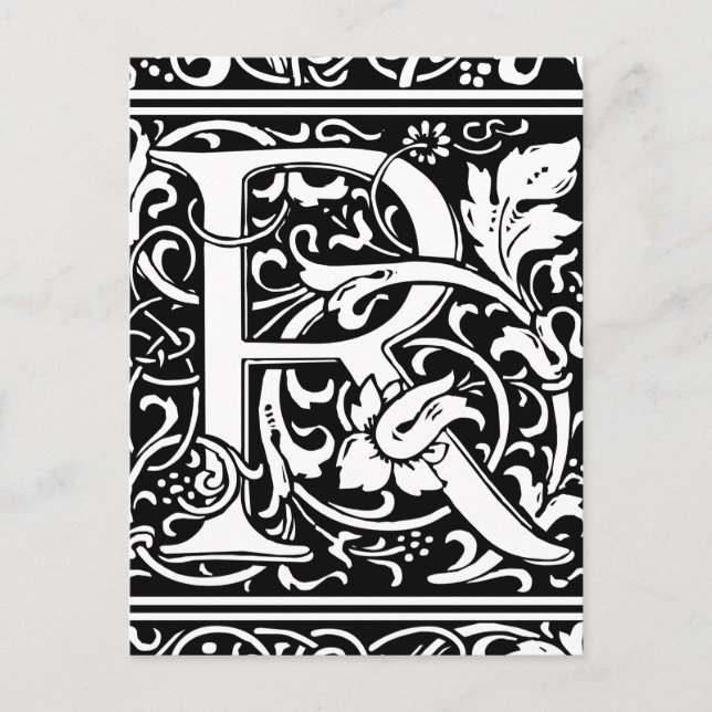 Letter R Mittelalterliche Monogram Art Nouveau Postkarte (Vorderseite)