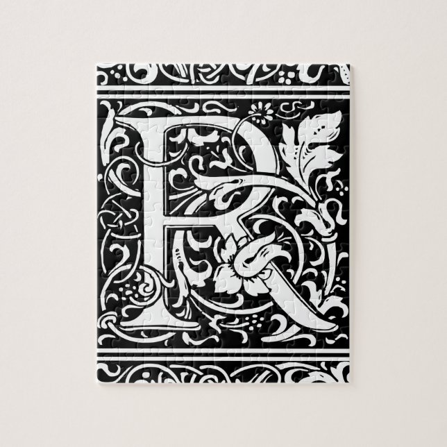 Letter R Mittelalterliche Monogram Art Nouveau Puzzle (Vertikal)