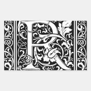 Letter R Mittelalterliche Monogram Art Nouveau Rechteckiger Aufkleber