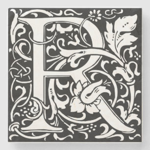 Letter R Mittelalterliche Monogram Art Nouveau Steinuntersetzer