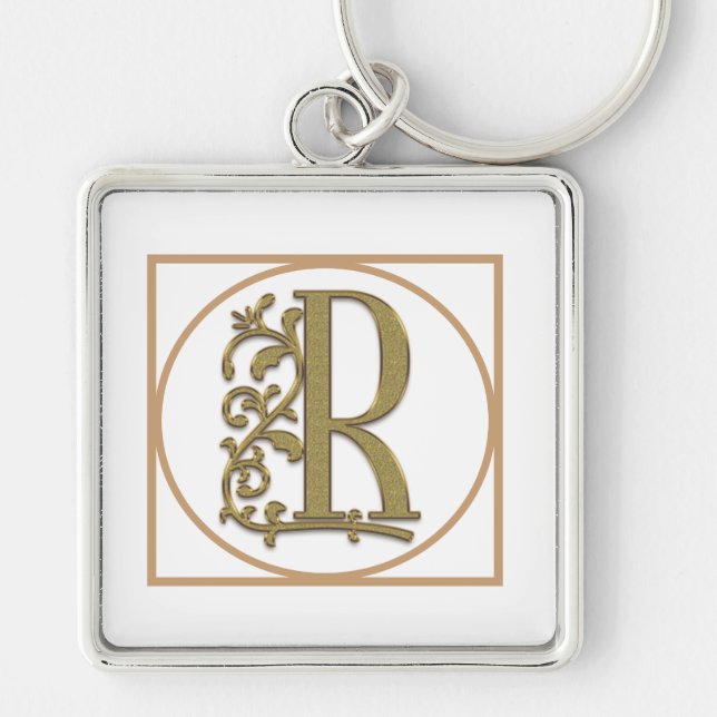 LETTER R MONOGRAM Beautiful Wedding New Home Gift Schlüsselanhänger (Vorne)