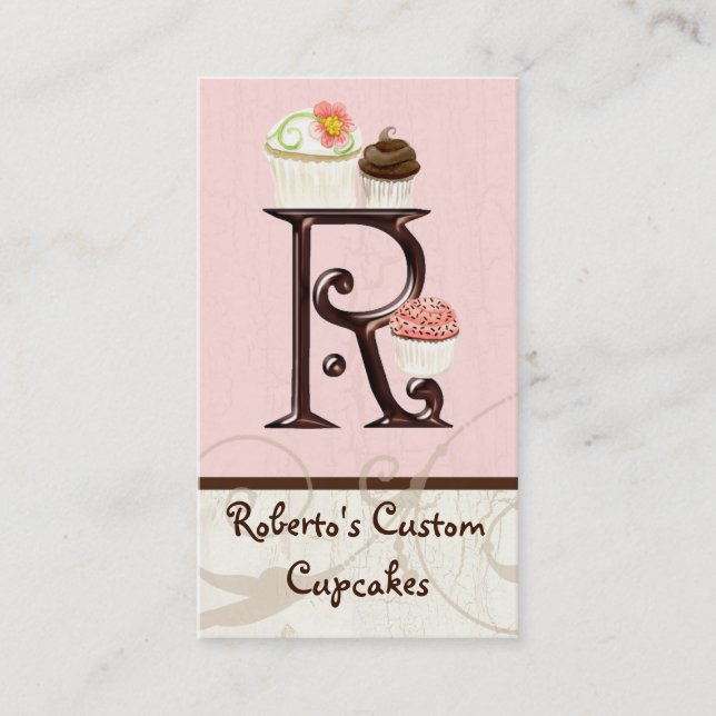 Letter R Monogram Dessertbäckerei Business Cards Visitenkarte (Vorderseite)