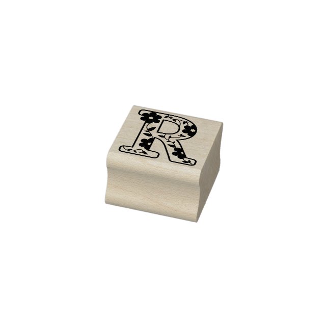 Letter R Monogram Floral Gummistempel (Stempel)