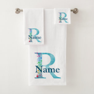 Letter R Monogram Initial Bath Gift Set