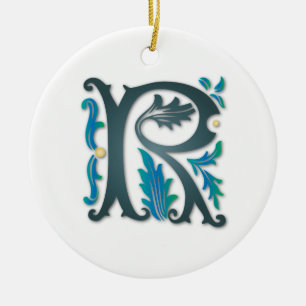 Letter R Monogram Keramikornament