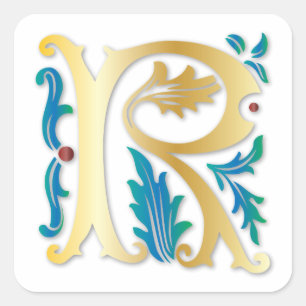 Letter R Monogram-Lilie Quadratischer Aufkleber