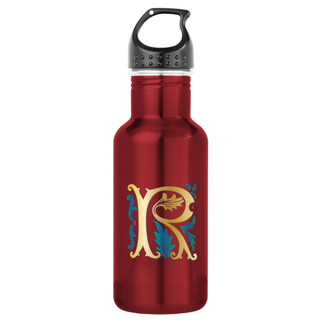 Letter R Monogram-Lilie Trinkflasche (Vorderseite)