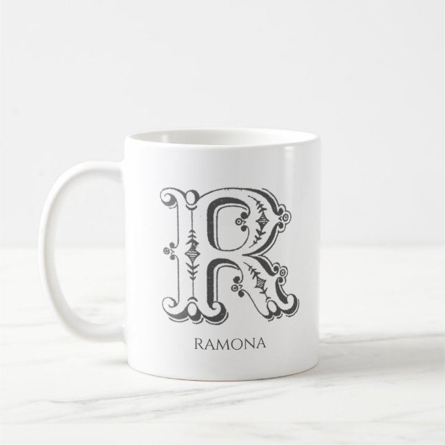 Letter R Monogram Modern Name Kaffeetasse (Links)