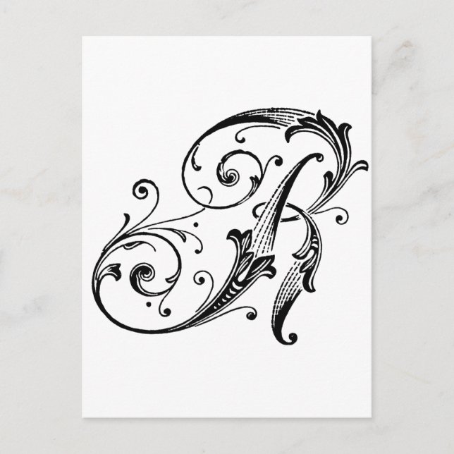 Letter R Monogram Postkarte (Vorderseite)