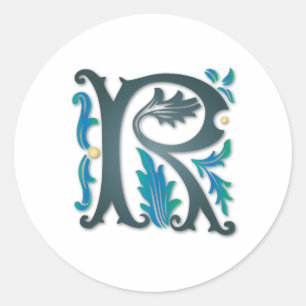 Letter R Monogram Runder Aufkleber