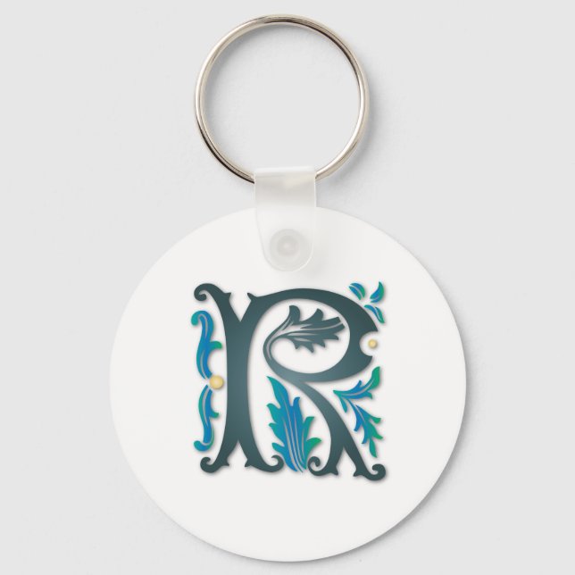 Letter R Monogram Schlüsselanhänger (Vorderseite)