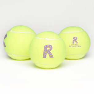 Letter R-Monogramm-Mädchen personalisiert lila Tennisbälle