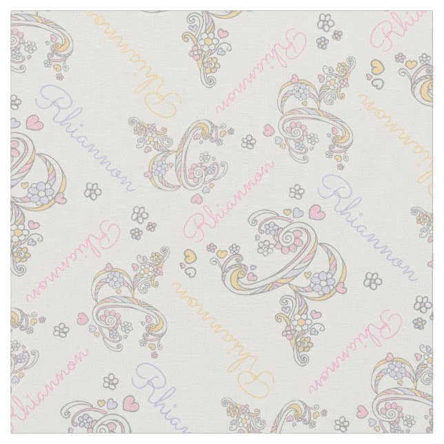 Letter R Rhiannon individuelle Name Pastell Stoff (Nahaufnahme)