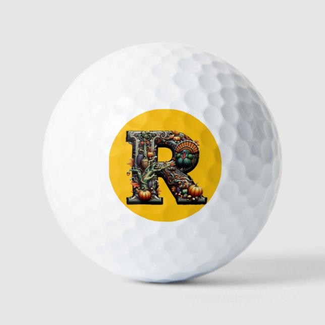 Letter R Thanksgiving style turkey  Golfball (Vorderseite)