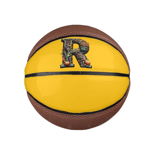 Letter R Thanksgiving style turkey  Mini Basketball (Vorderseite)